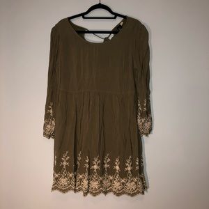 Olive Green Dress w/ Sleeves